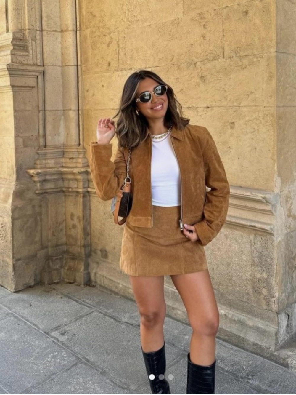ZARA Suede Mini Skirt Light Camel Tan Size S 4341/503